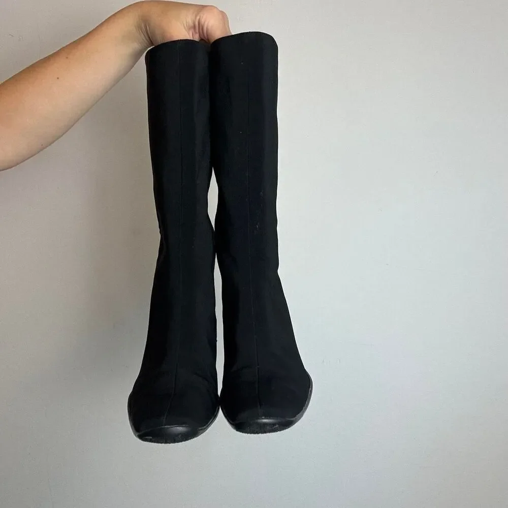 Stuart WeitzmanVintage 90s Y2K Square Toe and Kitten Heel Boots Made in Spain - Picture 2 of 7